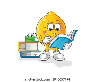 lemon studying mascot. cartoon vector