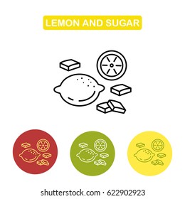 Lemon and sugar icon.  Outline style image. Trendy vector Illustration isolated for graphic and web design.