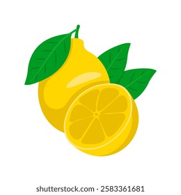 Lemon, Summer Flat Vector Illustration. Isolated