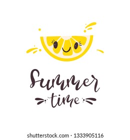 lemon summer time. Hello summer typographic vector illustration