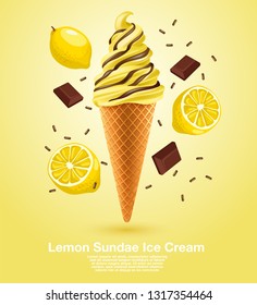 Lemon Sundae Soft Serve : Vector Illustration