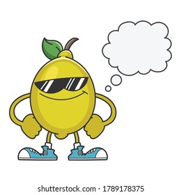 lemon con gafas de sol personaje de caricatura aislado en blanco