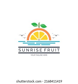 lemon sunrise fruit logo template design for brand or company and other