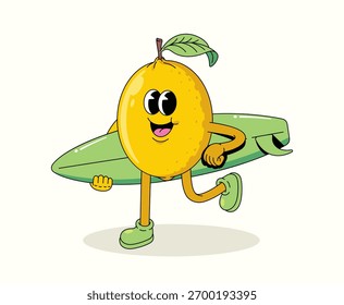 limão surf walk personagem groovy desenho animado ilustração