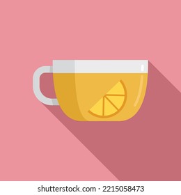 Lemon tea cup icon flat vector. Hot drink. Leaf water mug