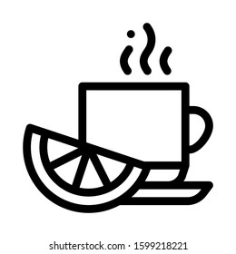Lemon Tea Cup Icon Vector. Outline Lemon Tea Cup Sign. Isolated Contour Symbol Illustration