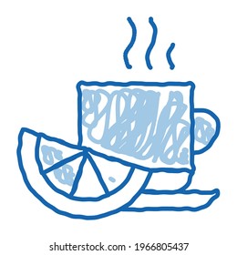 Lemon Tea Cup sketch icon vector. Hand drawn blue doodle line art Lemon Tea Cup sign. isolated symbol illustration