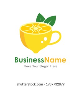 lemon tea cup vector logo template. suitable for business, web, food, drink and art