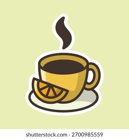 lemon tea editable cartoon style sticker vector