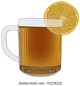 Lemon tea in glass cup