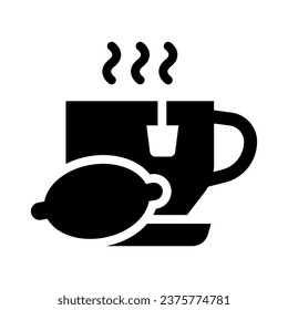 lemon tea glyph icon illustration vector graphic. Simple element illustration vector graphic, suitable for app, websites, and presentations isolated on white background