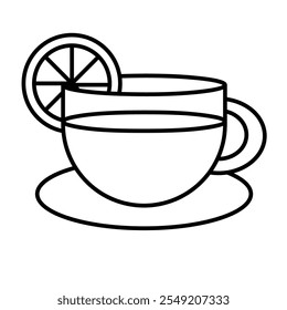 Zitrone Tee Linie Symbol, Teetasse mit Zitrone Linie Kunst Vektorgrafik
