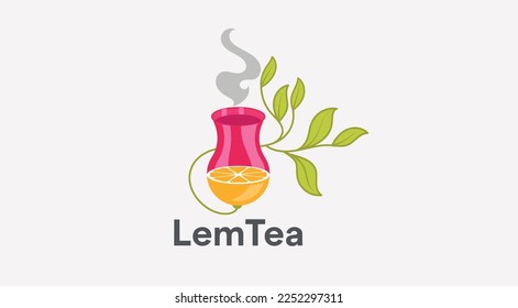 
Lemon tea logo . Tea cup and lemon vector eps design.