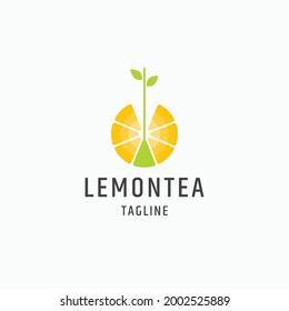 Lemon tea logo icon flat design template vector illustration