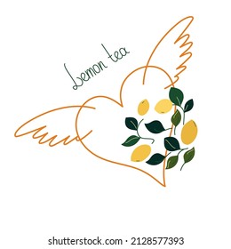 Lemon tea love cartoon flat vector element design.