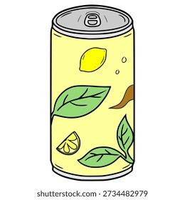 lemon tea ready to drink illustration hand drawn isolated vector
