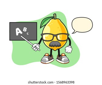 Lemon teacher with speech bubble cartoon. Mascot Character vector.