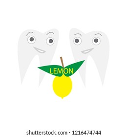 Lemon and teeth. Vitamin lemon. Teeth smile.