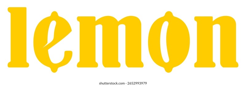 Lemon Text Logo Vector Illustration – Fresh Yellow Fruit Typography Monogram Design for Juice Brand, Citrus Label, or Organic Food Concept