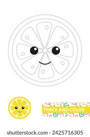 Limón. Traza y color para los niños. Ilustración vectorial.