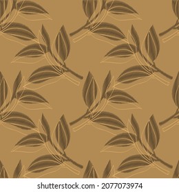 Lemon tree branch.Image in the style of engraving on a white and colored background.Seamless pattern.