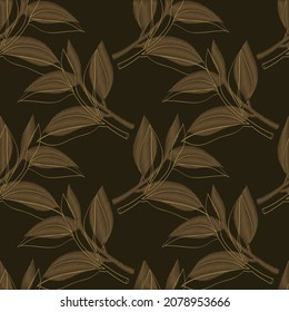 Lemon tree branch.Image in the style of engraving on a white and colored background.Seamless pattern.