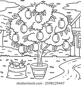 Lemon Tree Fruit Plant Coloring Page for Kids 