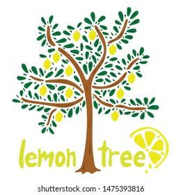 Lemon tree illustration with half slice lemon