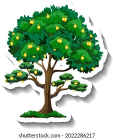 Lemon tree sticker on white background illustration