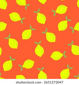 Lemon tropic summer background. Seamless vector botanical pattern. Textile print.