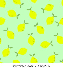 Lemon tropic summer background. Seamless vector botanical pattern. Textile print.
