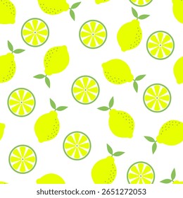 Fundo de verão tropical de limão. Padrão botânico vetorial contínuo. Impressão têxtil.