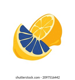 Lemon. Tropical fruit and graphic design elements. Ingredients color cliparts. Sketch style smoothie or juice ingredients.