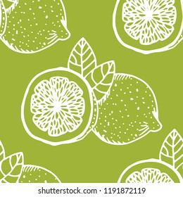 lemon tropical fruits seamless pattern