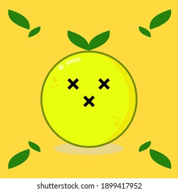 Lemon vector cartoon character. Mascot is yellow. A sour and fresh fruit symbol for illustrations or elements in your work project.