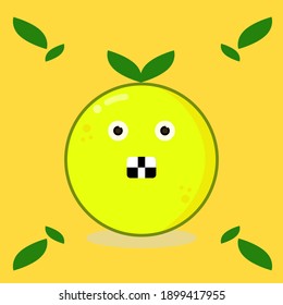 Lemon vector cartoon character. Mascot is yellow. A sour and fresh fruit symbol for illustrations or elements in your work project.