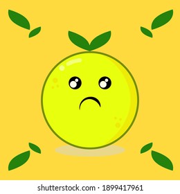 Caricatura vectorial de limón. La mascota es amarilla. Un símbolo de fruta amarga y fresca para ilustraciones o elementos en su proyecto de trabajo.