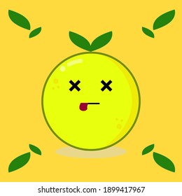 Lemon vector cartoon character. Mascot is yellow. A sour and fresh fruit symbol for illustrations or elements in your work project.