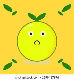 Lemon vector cartoon character. Mascot is yellow. A sour and fresh fruit symbol for illustrations or elements in your work project.