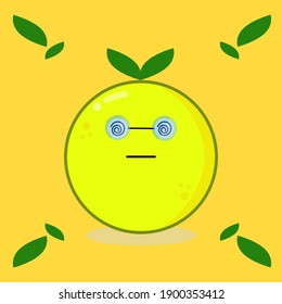 Lemon vector cartoon character. Mascot is yellow. A sour and fresh fruit symbol for illustrations or elements in your work project.