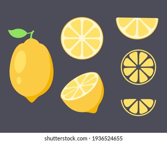 Lemon vector clip art. Summer tropical fruit. Silhouette flat food illustration. Cutting file. Suitable for cutting software. Cricut, Silhouette