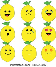 conjunto de emociones de la colección de vectores de limón