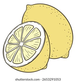 Ilustración mínima de diseño de Vector de limón.