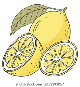 Ilustración mínima de diseño de Vector de limón.