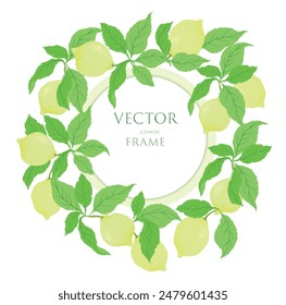 Lemon vector  fame. Vector design with lemons and leaves, trendy cover, poster, brochure. Save the date template.
