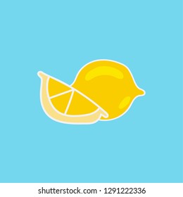 lemon vector. hand drawn icon. fruit food illustration. editable stroke.