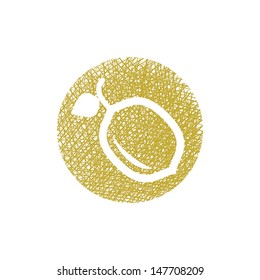 Lemon vector icon with hand drawn lines texture.