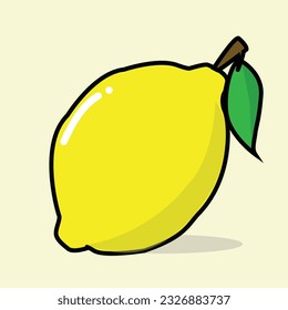 elemento de fruta de la ilustración del icono del vector de limón