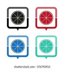 lemon - vector icon; map pointer;  message bubble