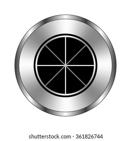 lemon - vector icon;  metal button
